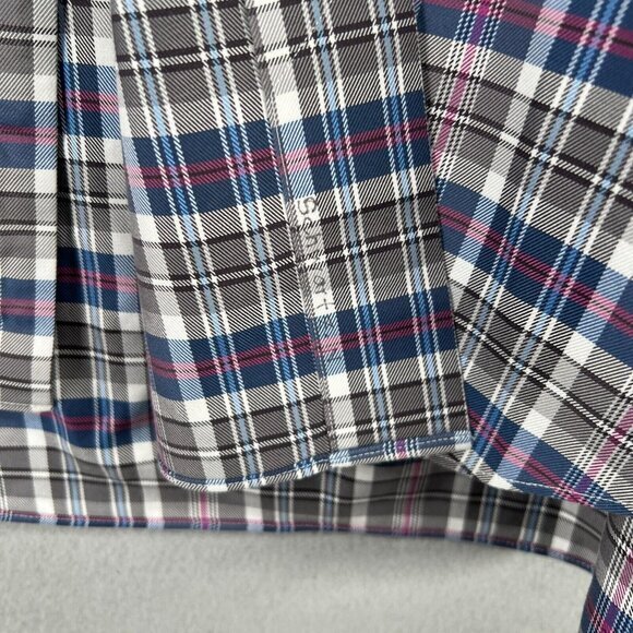 David Donahue Shirt Mens Size XL Gray Pink Blue Button Down Classic Fit Dress - Picture 4 of 12